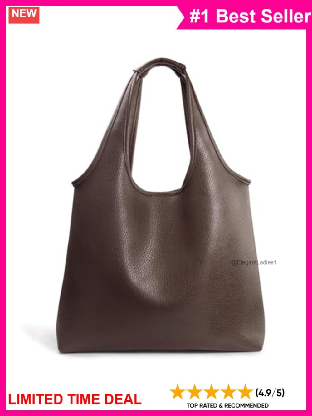 Oversized Slouchy Vegan Leather Hobo Tote Bag Lightweight